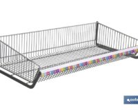 CESTO CON EXTREMOS PARA EXPOSITOR 1000X480mm + PORTAPRECIOS