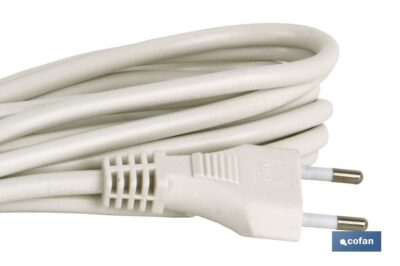 PROLONGADOR BIPOLAR 10A250V ESPIGAÃ˜4 CABLE 5M BLANCO - Imagen 2
